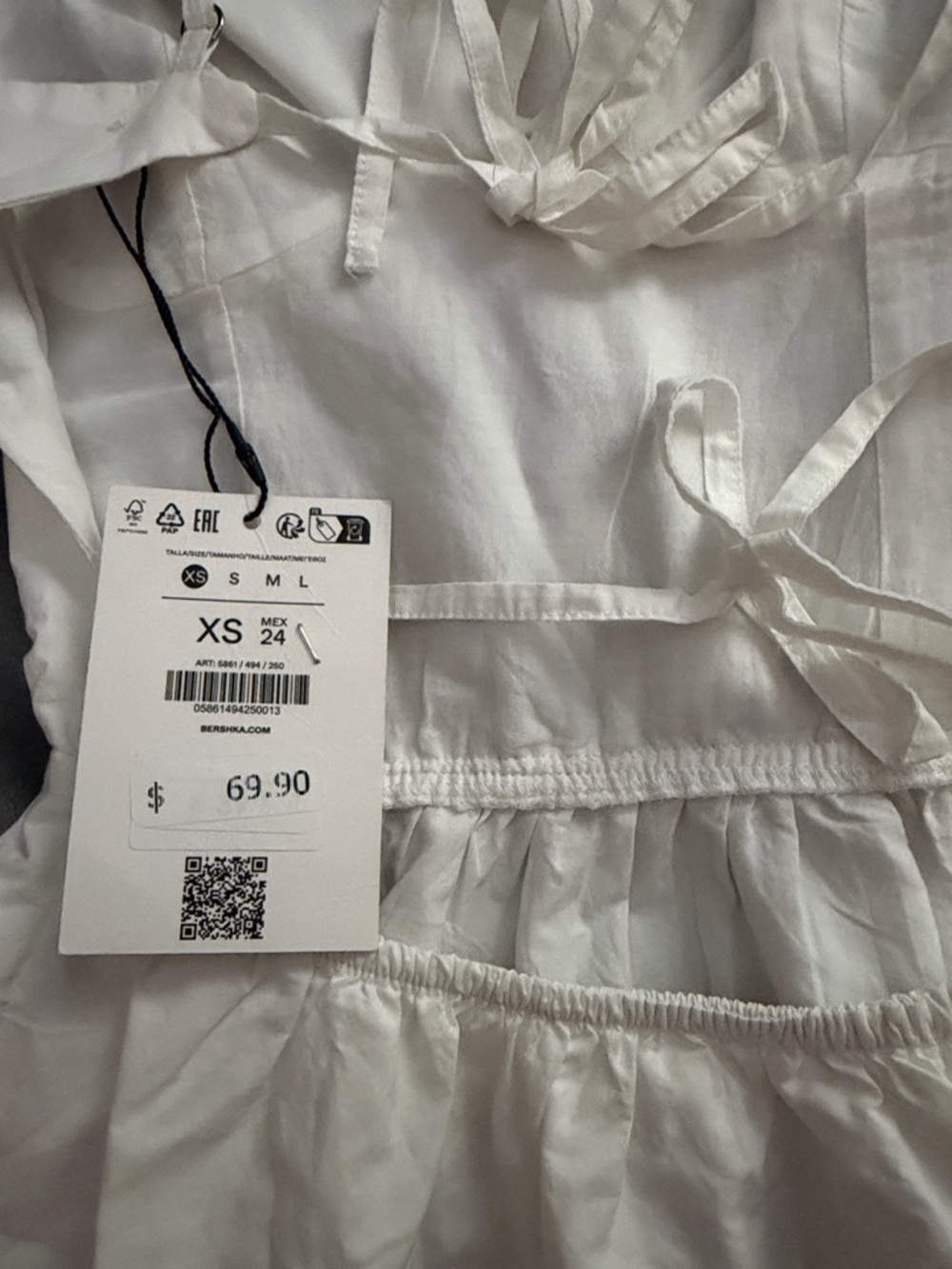 Bershka White Eyelet Tie-Back Mini Dress - Picture 7 of 7